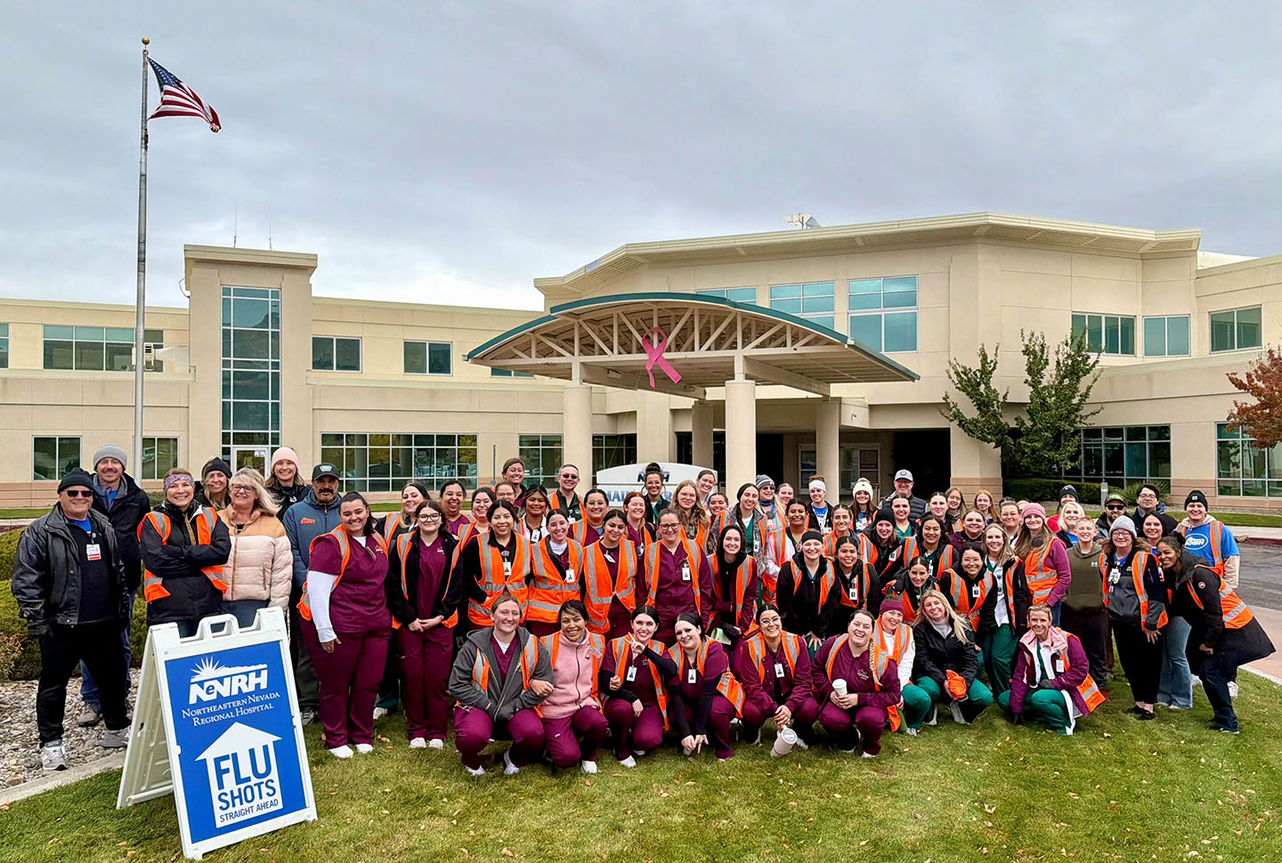 Staff and volunteers pose at the conclusion of the 2025 Drive-Thru Flu Shot Clinic