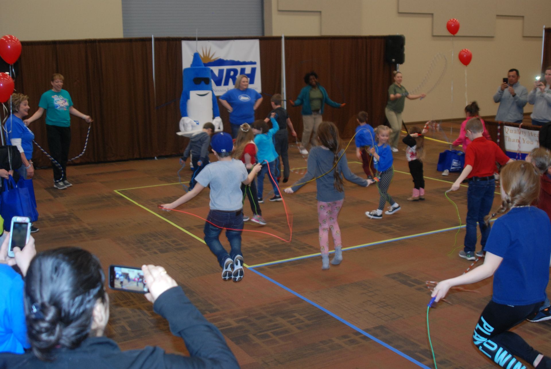 Children participate in the Jump Rope Challenge as part of the Healthy Habits Kids Zone at the 2019 Health & Fitness Fair.