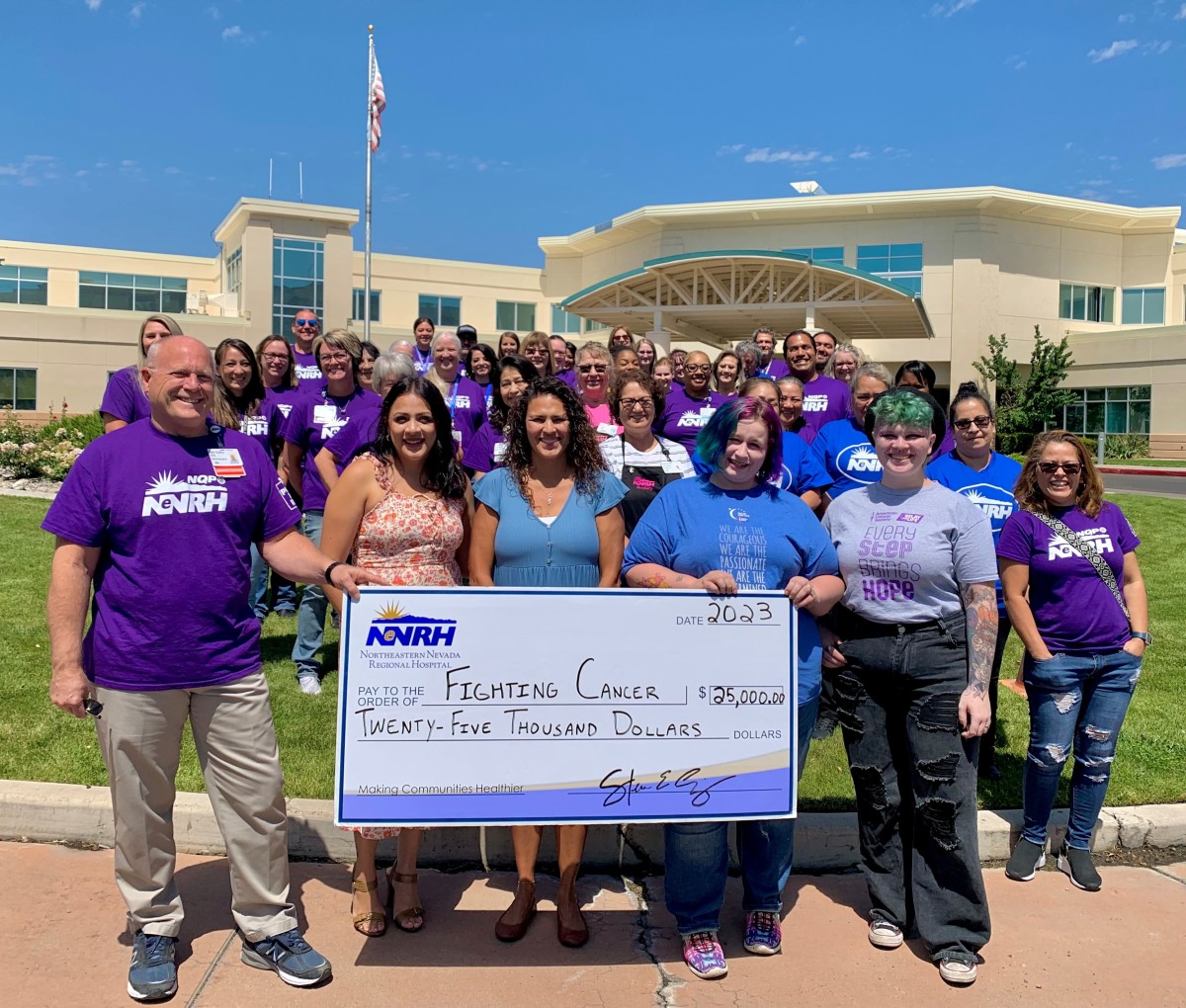 Northeastern Nevada Regional Hospital team with $25,000 check for Relay for Life